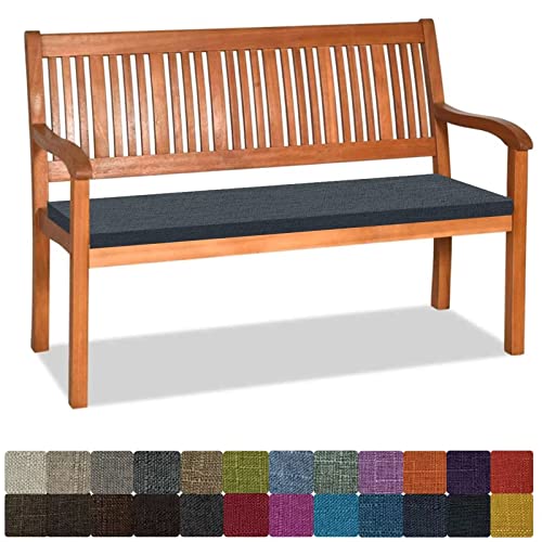 Orumrud Bankauflage Stuhlkissen Bankkissen mit Krawatte Waschbar,110x50x3cm，2 3 4-Sitzer Sitzkissen rutschfeste Auflage für Gartenbank,Küche,Terrasse Innen und Außenbereich，dunkelgrau blau von Orumrud