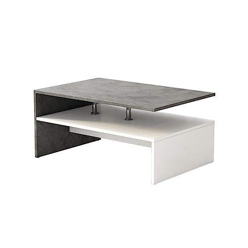 Oskar Store Couchtisch Mike, Beton/Weiß, 90 x 42 cm von Oskar-Store