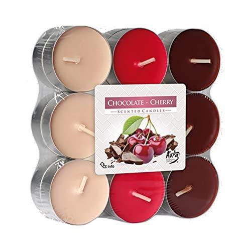Teelichter mit Duft - Schokolade Kirsche - Weihnachtsduft - Duftteelichter Weihnachten - 18 Stück von Osma Werm GmbH