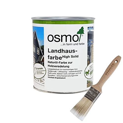 OSMO Landhausfarbe High Solid 0,75 L Karminrot 2311 + Flächenstreicher Pinsel von Pfahler Gratis. Wetterschutzfarbe Wasserabweisend von Osmo Holz und Color GmbH&Co.KG