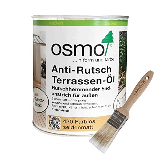 Osmo Anti-Rutsch Terrassen-Öl 430 Farblos seidenmatt 0.75 l + Flächenstreicher Pinsel von Pfahler Gratis. von Osmo Holz und Color GmbH&Co.KG