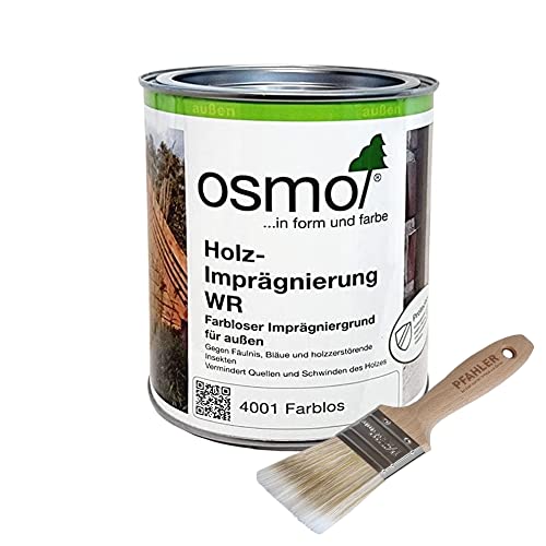 Osmo Holz-Imprägnierung WR 4001 Farblos 0,75 l Farbloser + Flächenstreicher Pinsel von Pfahler von Osmo Holz und Color GmbH&Co.KG