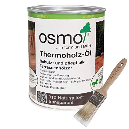 Osmo Thermoholz-Öl 010 Naturgetönt transparent (2,5 l) + Flächenstreicher Pinsel von Pfahler Gratis. von Osmo Holz und Color GmbH&Co.KG