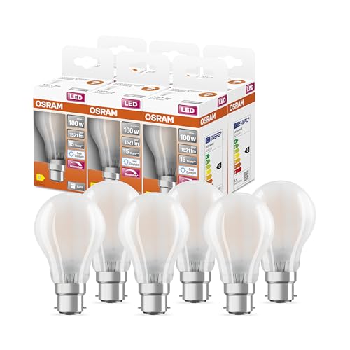 OSRAM LED SuperStar Classic A100 Dimmbare LED Lampe für B22d Sockel, Birnenform, GL FR, 1521 Lumen, tageslichtweiß (6500K), Ersatz für herkömmliche 100W Glühbirnen, 6er-Pack von Osram