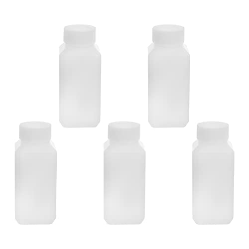Othmro 5 Stück 100 ml Kunststoff-Flaschen für Labor und Chemikalien, breite Öffnung, flüssige, Probenbehälter, Versiegelung von Aufbewahrungsflaschen mit weißem Verschluss für Lebensmittelgeschäfte von Othmro
