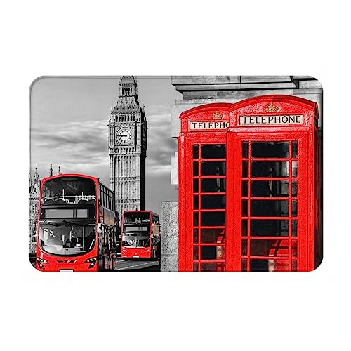 Oudrspo England UK London Telephone Flanell-Antirutschmatte, 40,6 x 61 cm, rutschfeste Eingangsmatte für den Innen- und Außenbereich von Oudrspo