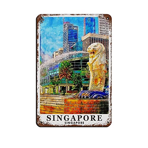 Oudrspo Vintage Travel Poster Singapore X Blechschild Vintage Metall Pub Club Cafe Bar Home Wandkunst Dekoration Poster Retro 8x12inch von Oudrspo