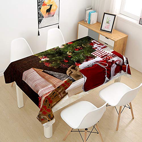 Ouduo 3D Weihnachten Tischdecke Wasserdicht Polyester Rechteckig, Pflegeleicht Fleckschutz Ölfest Abwaschbar Mehrzweck Bedruckte Tischdecke für Home Küche Dekoration (3D, 100x140cm) von Ouduo