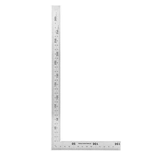 Oumefar Rahmenwinkel, Edelstahl 90 Grad Rechtwinkliges Lineal, Messwinkel, Werkzeug, Zimmermannswinkel, Metall-L-Form-Winkellineal(300mm*150mm) von Oumefar