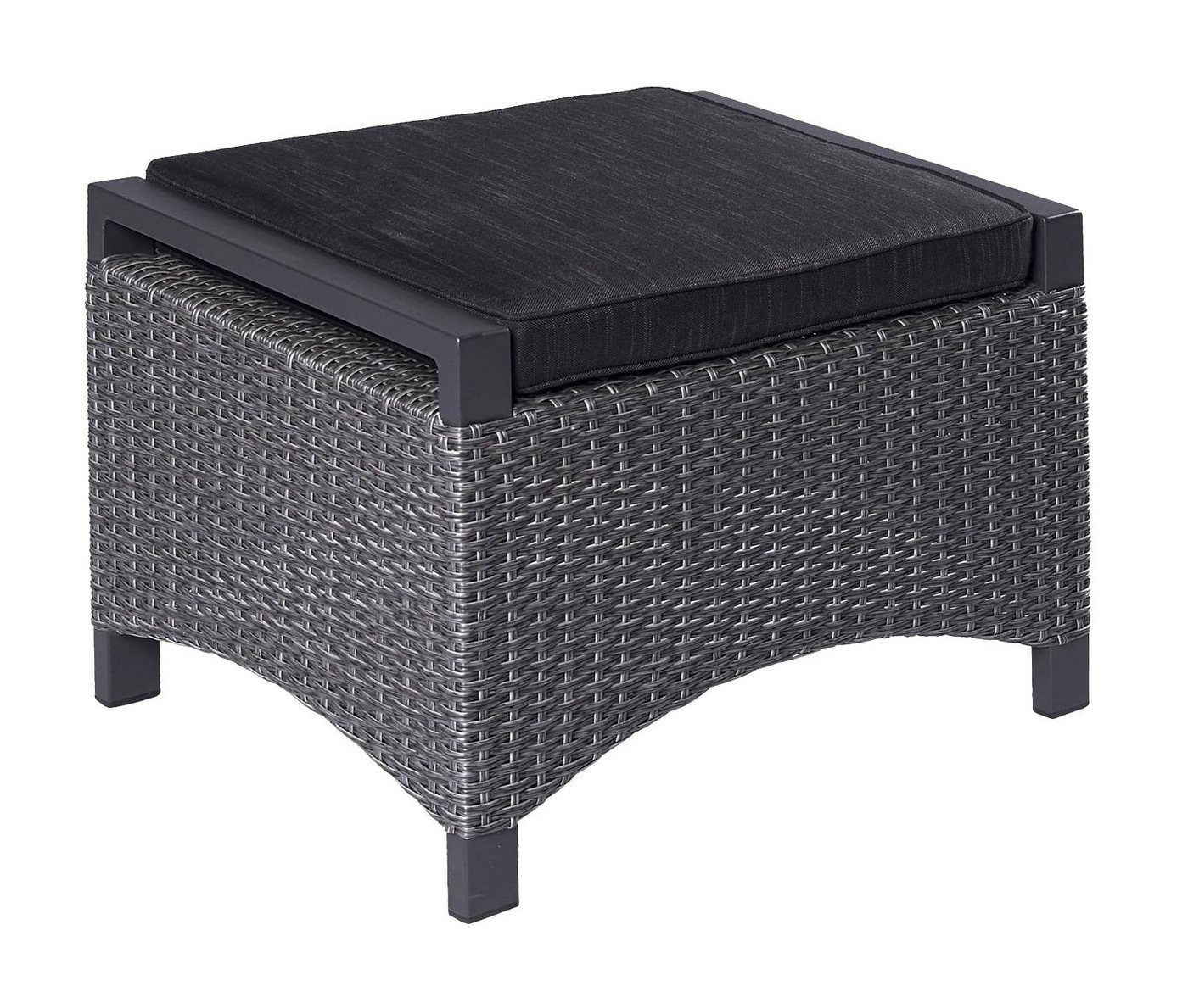 Outdoor Gartenlounge-Hocker KERAMO, Kunststoffgeflecht, Grau, B 57 cm, Anthrazit, Aluminiumrahmen, mit Sitzkissen von Outdoor