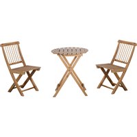 Outsunny Bistroset für 2 Personen Klappbar Holz Gartenset Balkonset Bistrotisch mit 2 Stühlen Gartenmöbel Natur von Outsunny