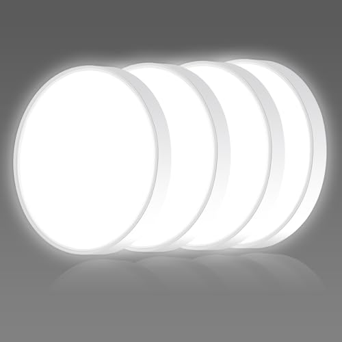 Ouyulong LED Deckenleuchte, 18 W, 1620 lm, 4000 K, natürliches weißes Licht, IP44, 23 cm runde moderne LED-Deckenleuchte für Schlafzimmer, Badezimmer, Wohnzimmer, Küche, Büro (23 cm, 4 Stück) von Ouyulong