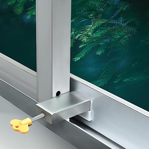 2 x Sicherheitsschloss für Türrahmen aus Aluminiumlegierung, für Schiebefenster, mit Schlüssel und Sicherheitsbegrenzer für Kinder von Ouzionz