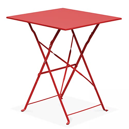 Oviala Gartentisch, zusammenklappbar, Bistrotisch, Stahl, Rot von Oviala