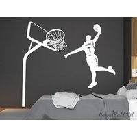 Basketball Spieler Mit Namen Wandtatto - Korb Wandtattoa, Sport Thema Sticker, Jungenzimmer Aufkleber, Dekor von OwenWallArt