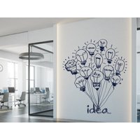 Idee Glühbirne Büro Wandaufkleber - Klassenzimmer Wand Vinyl Aufkleber-Lesezimmer Wandkunst-Große Wandtatto- -Kreative von OwenWallArt