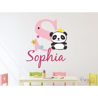 Panda Name Aufkleber, Monogramm Krippe Wanddekor, Kinderzimmer Personalisierte Namen Jungen Und Mädchen Zimmer Wanddekor von OwenWallArt