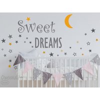 Süße Träume Zitate Wandaufkleber, Sterne Kinderzimmer Wanddekor, Kinder Wandaufkleber von OwenWallArt