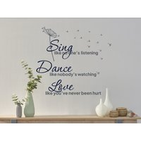 Wandtattoo Mädchenzimmer, Inspirierende Zitate Wandtattoo, Sing-Love-Dance Kinderzimmer Wandkunst von OwenWallArt