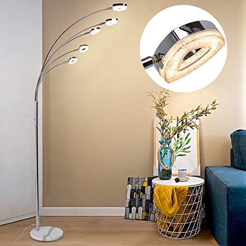 PADMA LED Stehlampe Modern Dimmbar 5 Flammig, Schwenkbar Stehleuchte Wohnzimmer mit 3 Stufe Helligkeiten, 5 * 4W Herzförmig Licht Schwenkbar, 1600LM 3000K Warmweiß für Schlafzimmer, Ecke, Studio, Büro von PADMA