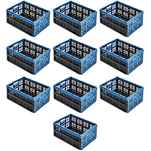 10x Stabile Profi Klappbox 32L - 36 x 49 x 23,5 cm - Einkaufskiste klappbar Transportkiste stapelbar Blau/Graphit von PAFEN