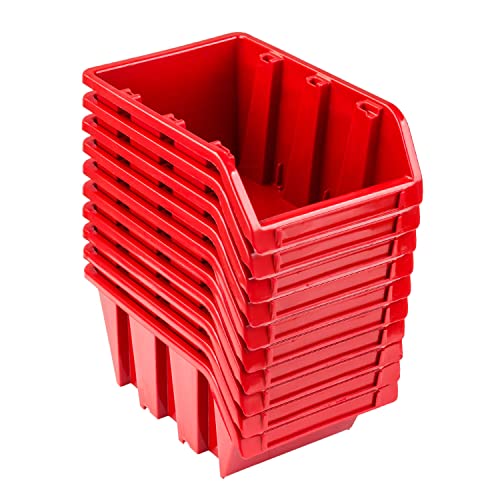 Stapelboxen Set – 10x Stapelbox 70 x 100 x 155 mm – Sichtbox Stapelbox Lagerbox, Rot von PAFEN