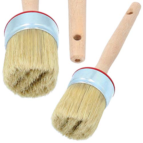 PAINTO Runde Malerpinsel mit Holzgriff & Messingzwinge | Rundpinsel Pinsel für Lack Farben Beizen Lasurpinsel Lackierpinsel Holz Werkzeuge Borstenpinsel zum Streichen (40 mm) von PAINTO