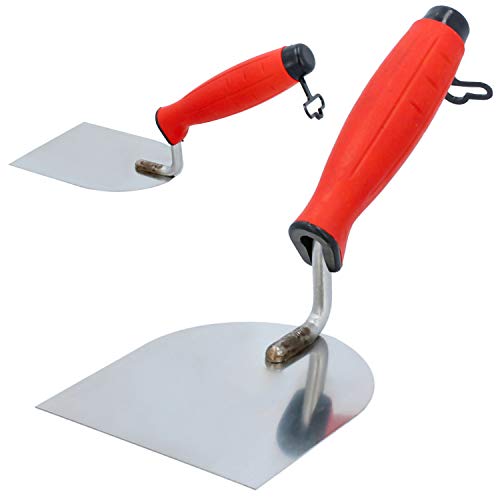 PROFI Edelstahl Maurerkelle mit Ergonomischer Griff 100 mm | Eckige Kelle für Putzmassen Beton Glättkelle Rostfrei Stuckateur Rigips Malerspachtel Werkzeug | Flächenspachtel Stuckateurkelle Putzkelle von PAINTO