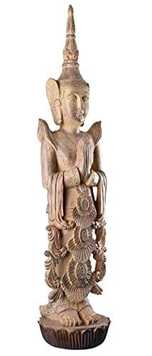 Buddha Figur Thailand Tempelwächter 96cm Gartenfigur Feng Shui Skulptur Polystein Beige cw621 Palazzo Exklusiv von PALAZZO INT