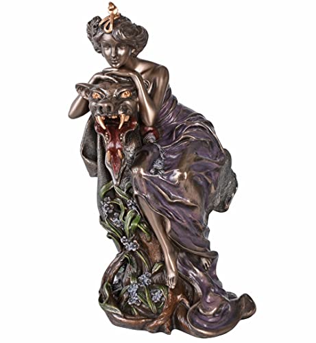Die Schöne und das Biest Skulptur im Jugendstil Mucha Art Nouvea Figur Villa Belle Epoque Bronzefarben 23cm AN10326A4 Palazzo Exklusiv von PALAZZO INT