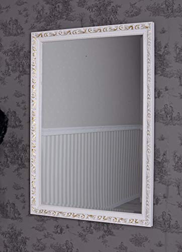 Spiegel Antik Weiss Wandspiegel Rokoko Dekospiegel Garderobenspiegel 103x73cm Barock sna022 Palazzo Exklusiv von PALAZZO INT