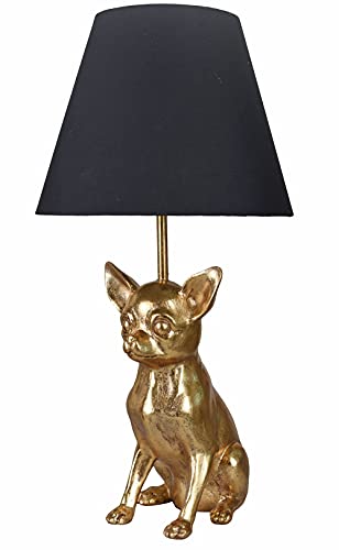 Tischlampe Chiwawa Hundelampe Tischleuchte (ohne Leuchtmittel) Chihuahua Nachttischlampe Leuchte 48cm Schwarz Gold cw213 Palazzo Exklusiv von PALAZZO INT