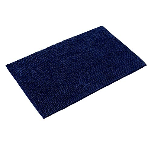 PANA Chenille Badematte in versch. Farben und Größen • Badteppich aus weichen Fasern - rutschfest & waschbar • Duschvorleger 50 x 80 cm • Farbe: Blau von PANA