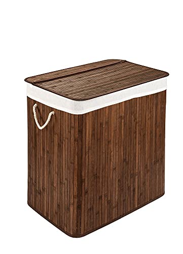 PANA ECO Bambus Wäschekorb mit Deckel • Wäschebox Holz Wäschesack • Faltbarer Wäschesammler • Badezimmer Wäschetruhe • 100% Bambus • Farbe: Braun • Größe: 72L (40 x 30 x 60 cm) von PANA