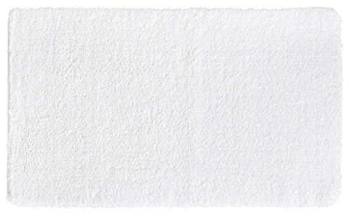 PANA Flauschige Hochflor Badematte in versch. Farben und Größen • Badteppich aus weichen Mikrofasern - rutschfest & waschbar • Duschvorleger 50 x 80 cm • Farbe: Weiß von PANA