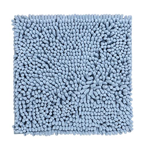PANA Flauschiger WC Vorleger OHNE Ausschnitt • Chenille Badematte in versch. Farben und Größen • Badteppich saugstark & waschbar • 45 x 45 cm • Farbe: Hellblau von PANA