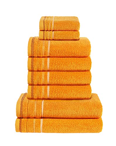 PANA Frottier-Serie Jasmina • Frottee Handtücher Set • weicher Badteppich • 100% Baumwolle • Ökotex Zertifiziert • Set: 2 Gästetücher + 4 Handtücher + 2 Duschtücher • Farbe: Orange von PANA