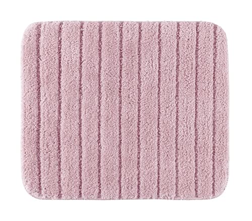 PANA WC Vorleger OHNE Ausschnitt • Duschvorleger • Badezimmerteppich • Badteppich aus weichen Mikrofasern - rutschfest & waschbar • mit feinem Streifendesign • Größe: 45 x 50 cm • Farbe: Rosa von PANA