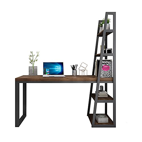 PANAZU Gaming-Schreibtisch, Heim-Desktop-PC-Schreibtisch, Ecktisch, multifunktionaler Schreibtisch mit seitlicher Ablage, Stabiler Arbeitszimmer-Arbeitsplatz mit Metallrahmen, Büro-Schreibtisch von PANAZU