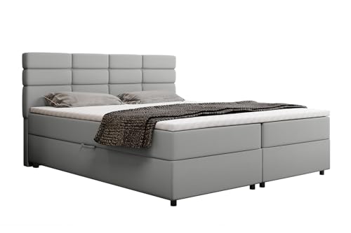 PANDA MÖBEL Reve Boxspringbett 180 x 200 cm Doppelbett mit hochwertiger Bonell-Matratze und Topper, Polsterbett mit Bettkasten, Schlafzimmer, Bequem, Modern, Stilvoll von PANDA MÖBEL