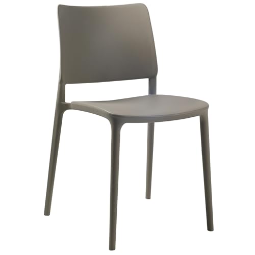 PAPATYA 1er-Set Kunststoffstuhl Joy-S Designstuhl mit Einer Belastbarkeit von 200 kg stapelbar, Terassenstuhl aus Kunststoff UV beständig, Leichter Stuhl Balkonstuhl (Grau-braun) von PAPATYA