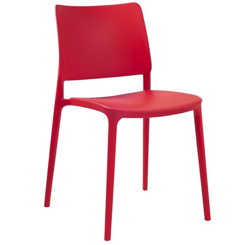 PAPATYA 1er-Set Kunststoffstuhl Joy-S mit Einer Belastbarkeit von 200 kg stapelbar, Terassenstuhl aus Kunststoff UV beständig, Leichter Stuhl Balkonstuhl (Rot) von PAPATYA
