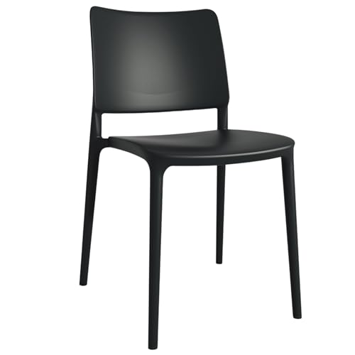PAPATYA 1er-Set Kunststoffstuhl Joy-S Designstuhl mit Einer Belastbarkeit von 200 kg stapelbar, Terassenstuhl aus Kunststoff UV beständig, Leichter Stuhl für Balkonstuhl (Schwarz) von PAPATYA