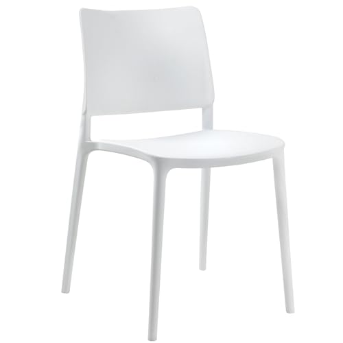 PAPATYA 1er-Set Kunststoffstuhl Joy-S Designstuhl mit Einer Belastbarkeit von 200 kg stapelbar, Terassenstuhl aus Kunststoff UV beständig, Leichter Stuhl Balkonstuhl (Weiß) von PAPATYA