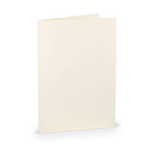 PAPERADO 100 Faltkarten DIN A5 Ivory gerippt Creme - Doppelkarten vorgefaltet blanko 220 g/m² - 14,8 x 21 cm - Klappkarten Basteln Einladungskarten Hochzeit Kommunion von PAPERADO