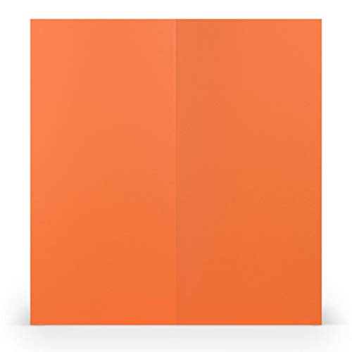 PAPERADO 50 Faltkarten DIN DL Orange gerippt - Doppelkarten vorgefaltet blanko 220 g/m² - 10 x 21 cm - Klappkarten Basteln Einladungskarten Hochzeit Kommunion von PAPERADO