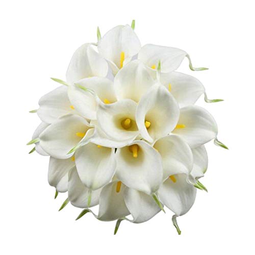 PARMI 30X KüNstliche Calla Lily GefäLschte Blumen Hochzeit Brautstrauß Party Dekor (Weiß) von PARMI