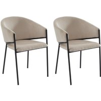 Stuhl mit Armlehnen 2er-Set - Cord & Schwarzes Metall - Cremefarben - ORDIDA von Pascal MORABITO von PASCAL MORABITO