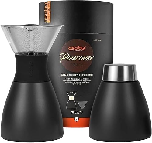 PATIFUN Kaffeekanne Schwarz für Over Kaffeekanne aus Edelstahl, isoliert, 1 Liter von PATIFUN