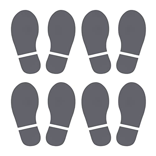PATIKIL 7.9x3.3" Fußabdrücke Boden Aufkleber 4 Paare PVC Schuhe Fußabdruck Boden Wand Treppe Abziehbild Aufkleber für Hause Klassenraum Deko Dunkelgrau von PATIKIL